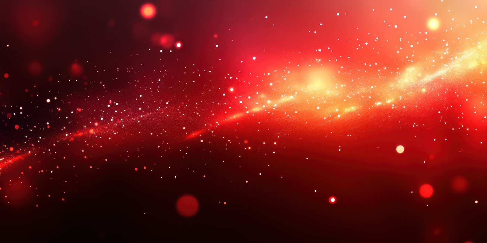 Vibrant cosmic background featuring a glowing red galaxy with stars in deep space